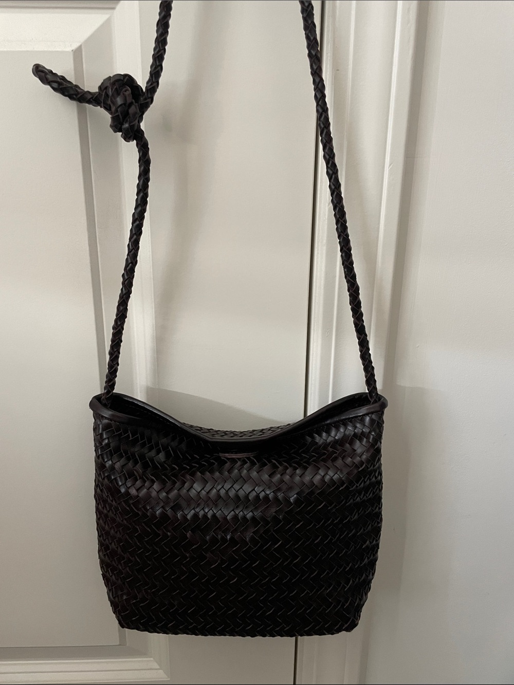 Madewell Dark Brown Woven Leather Shoulder Bag - Picture 2 of 7